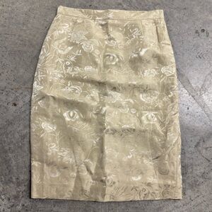 Vintage Escada Women's Gold Brocade Floral Midi Skirt Sz 36 Designer Luxury‎